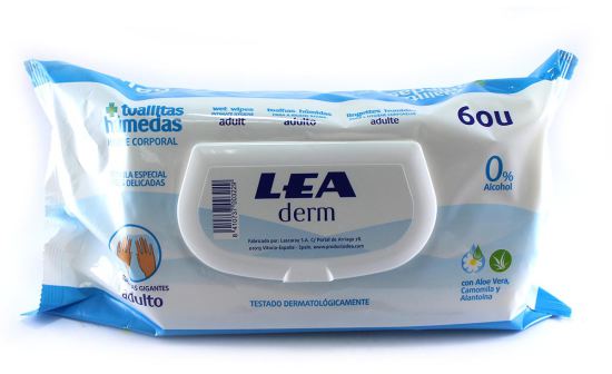 Lea Toalhetes h&uacute;midos adultos higiene corporal 60 unidades