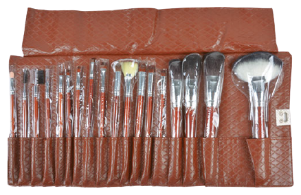 Conjunto de estojos de couro Cleissy Brown Brushes 18 unidades