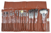 Conjunto de estojos de couro Cleissy Brown Brushes 18 unidades