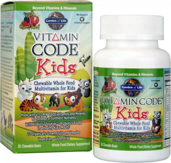 Vitamina C&oacute;digo Kids Multivitamin Cherry Berry 30 ursos mastig&aacute;veis Feito com nutrientes "crescidos