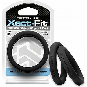 Pacote de ajuste Xact com 2 anéis de silicone 19 cm preto Pacote de ajuste Xact com 2 anéis de silicone 19 cm preto