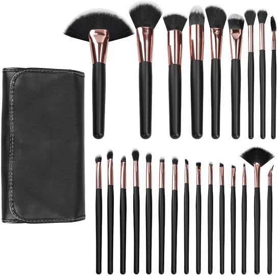 Conjunto de pincéis de maquiagem pretos 24 peças Conjunto de pincéis de maquiagem pretos 24 peças