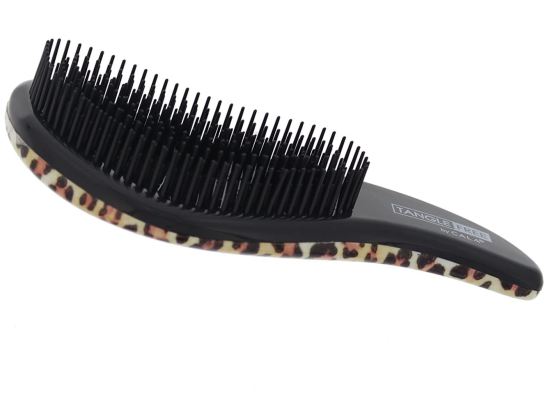 Escova de cabelo grátis emaranhada preta com marrom leopardo