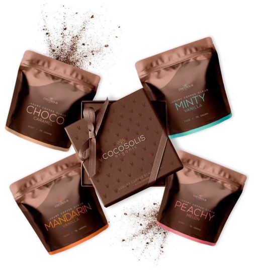 Caixa luxuosa para esfregar café 4 x 70 gr Caixa luxuosa para esfregar café 4 x 70 gr